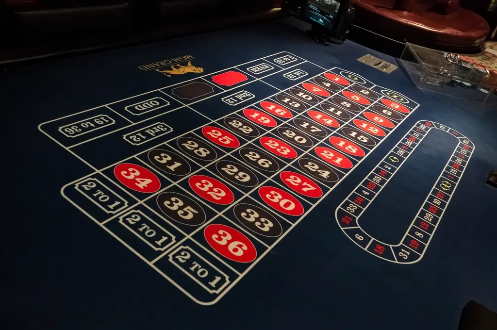 Casino table prepared for a game